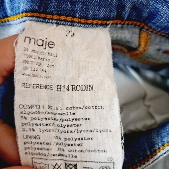 Maje Light Wash Mid Rise 5 Pocket Skinny Stretch‎ Jeans Size 6 - Picture 7 of 10